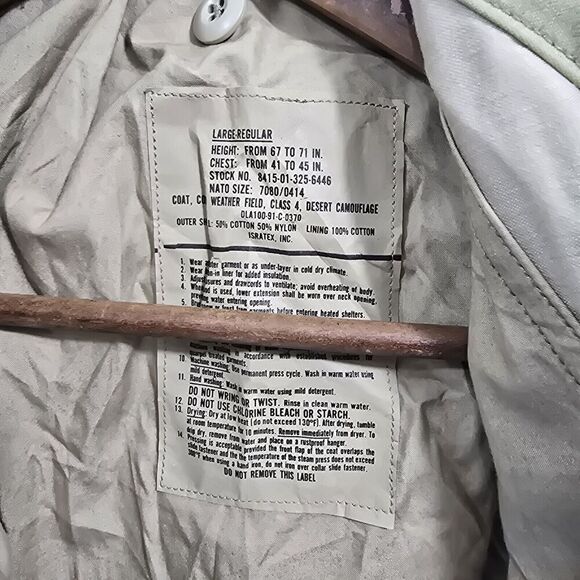 Vintage Desert Camo Jacket Mens Large Regular Coat Cold Weather Field Class 4 - Picture 3 of 11